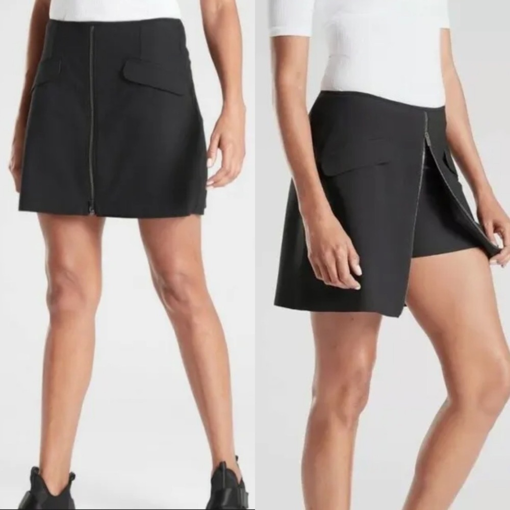 Athleta Black Stellar Full Zip Skort Skirt Women's Size S
